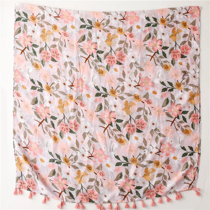 Pink & Mustard Flower Scarf
