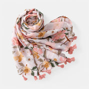 Pink & Mustard Flower Scarf