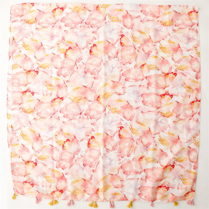Pink Watercolour Butterfly Scarf
