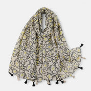 Black, Natural & Yellow Abstract Scarf