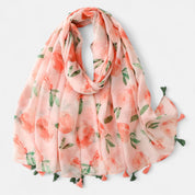 Peach Floral Printed Scarf