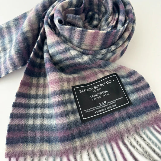 Gingham Blues Lambswool Scarf