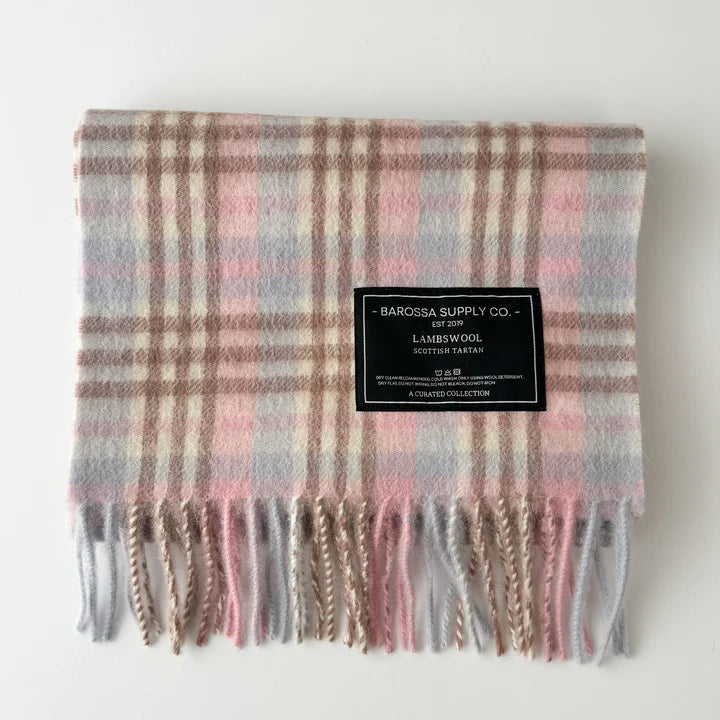 Gingham Pinks Lambswool Scarf