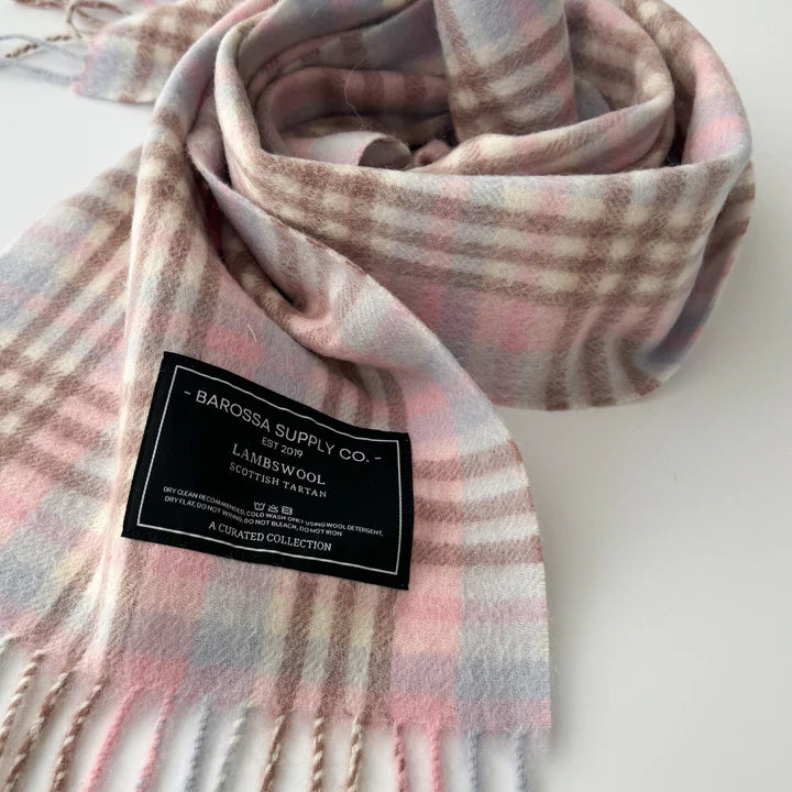 Gingham Pinks Lambswool Scarf