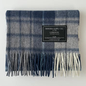 Mill Check Navy Lambswool Scarf