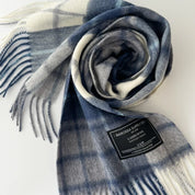 Mill Check Navy Lambswool Scarf