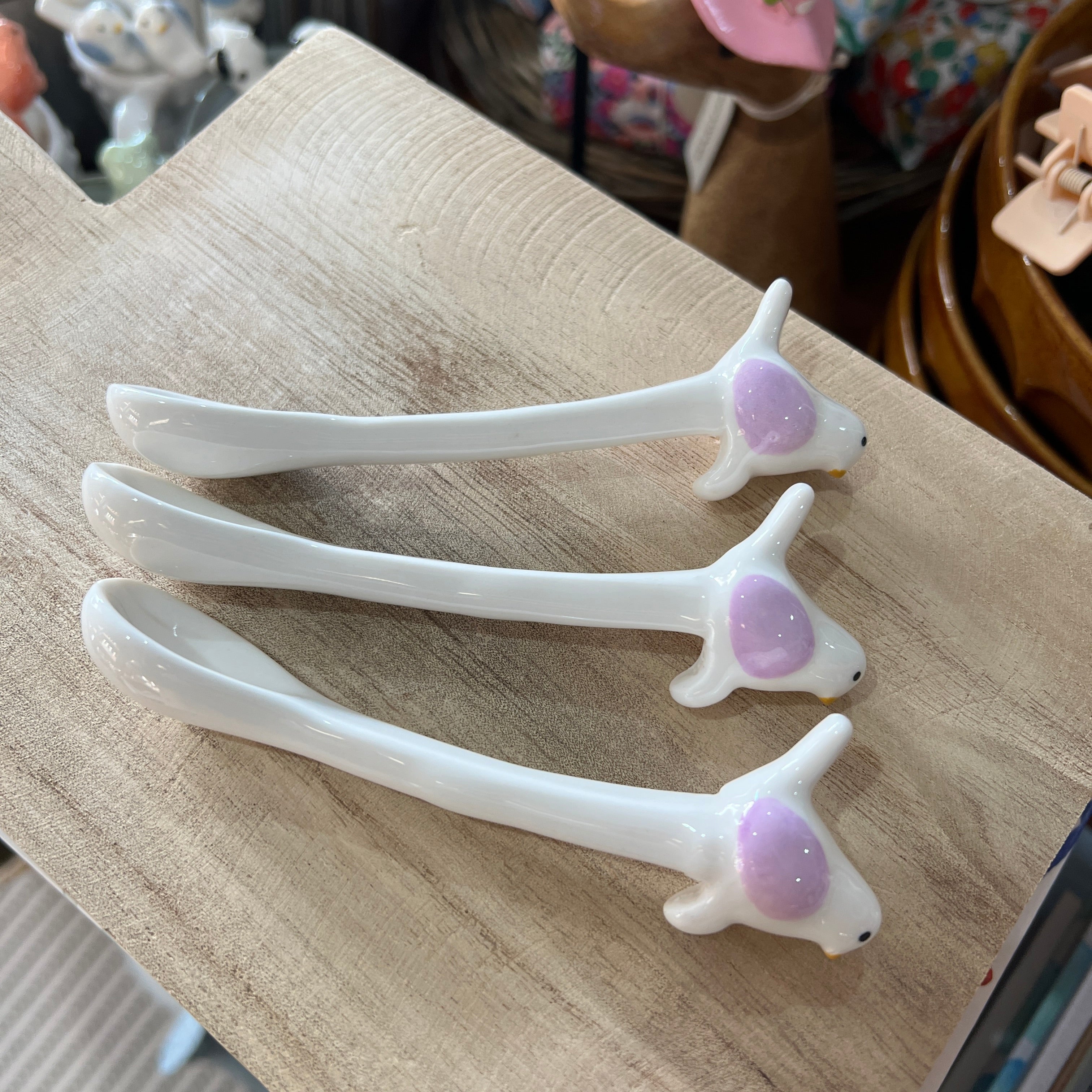 Bird Spoon White & Mauve