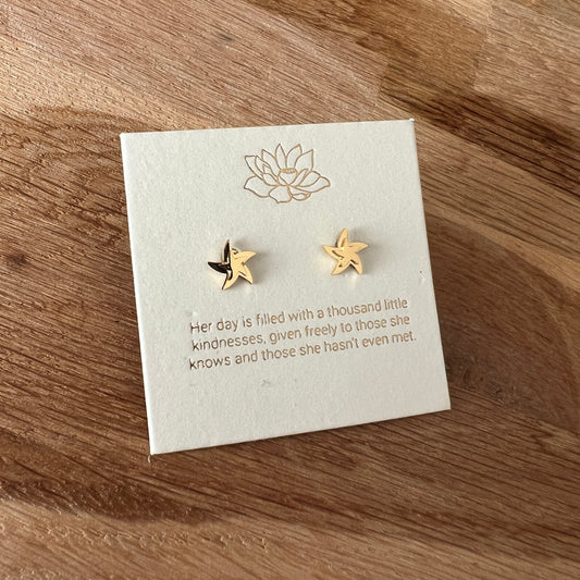 Spinning Star Stud Earrings Gold