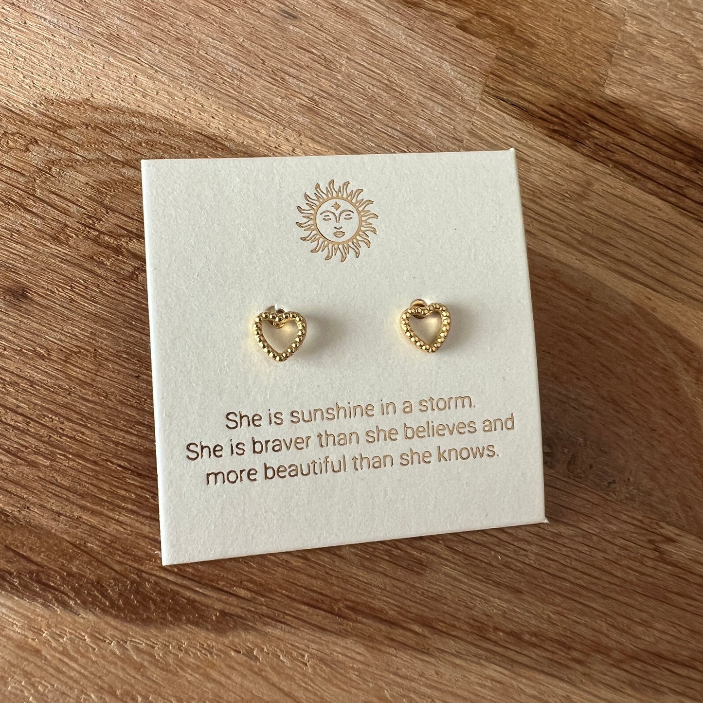 Dotted Heart Earrings Gold