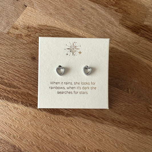 Dotted Heart Earrings Silver