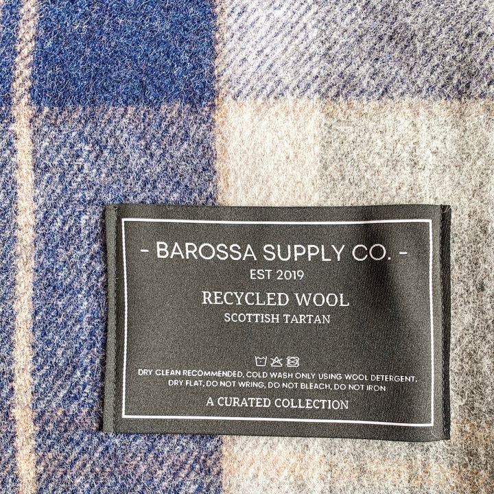 Bannockbane Silver Recycled Wool Blend Scottish Tartan Blanket