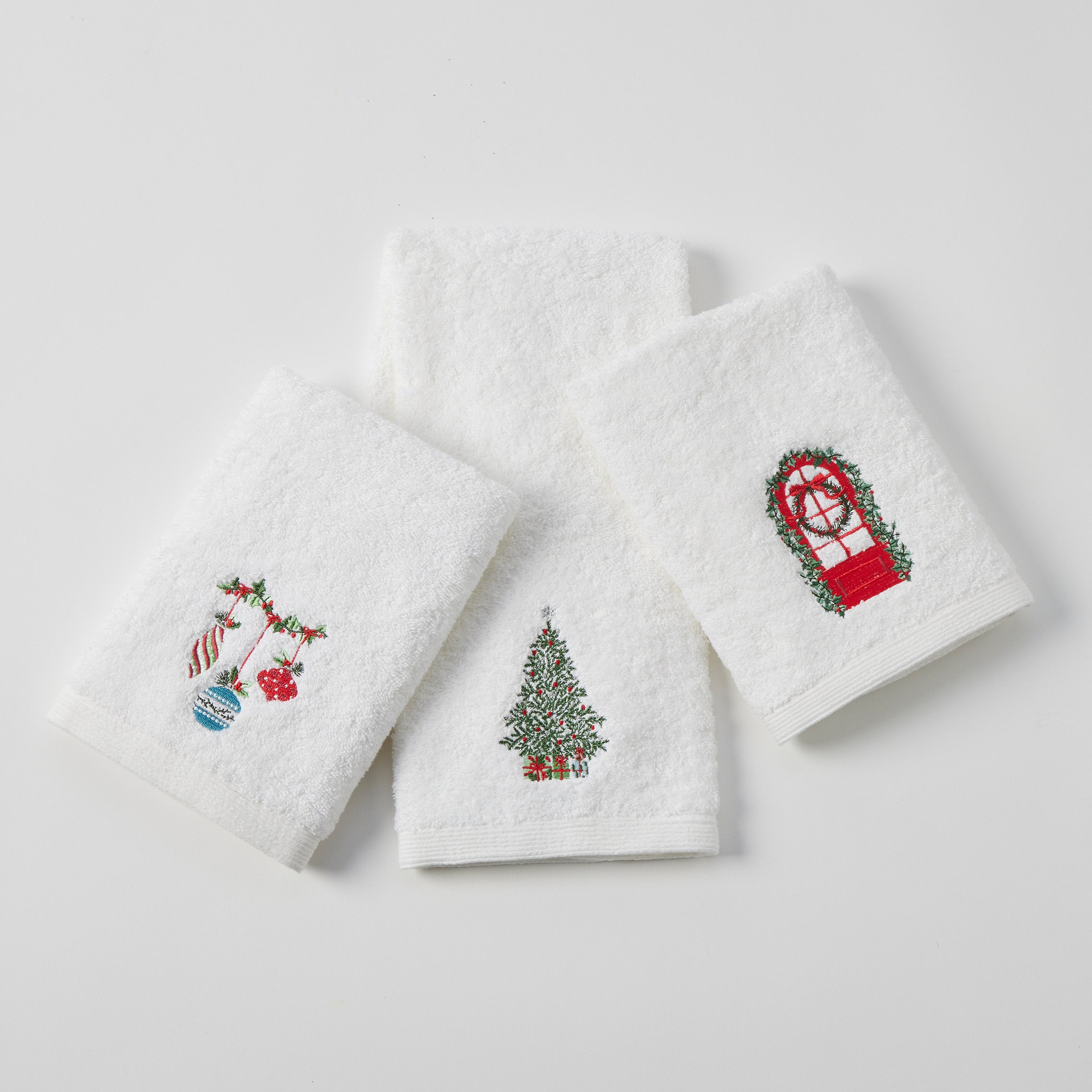 Seasons Greetings Christmas Hand Towel Sparkling Ornaments