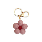 Felt Flower Keychain Charm Pink