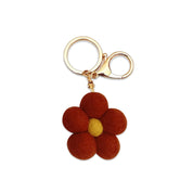 Felt Flower Keychain Charm Red