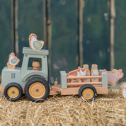 Little Farm Wooden Tractor with Trailer
