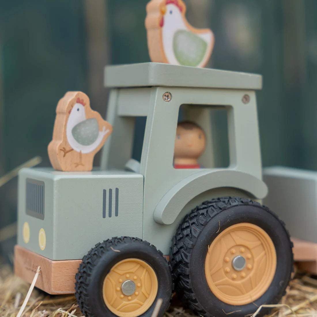 Little Farm Wooden Tractor with Trailer