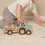Little Farm Wooden Tractor with Trailer