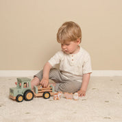 Little Farm Wooden Tractor with Trailer