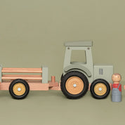 Little Farm Wooden Tractor with Trailer