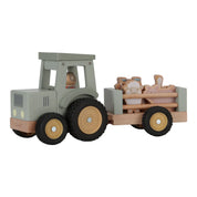 Little Farm Wooden Tractor with Trailer