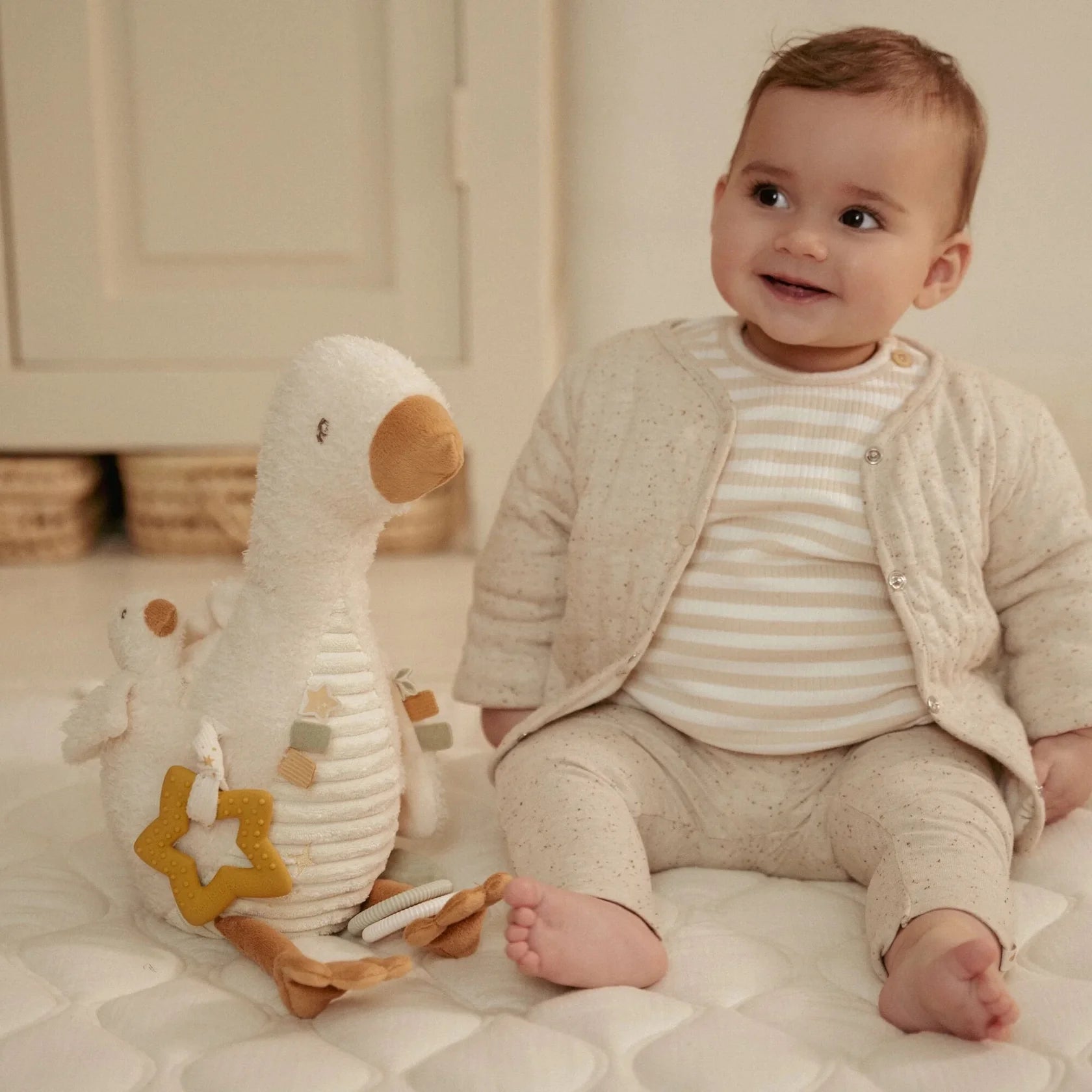 Newborn Naturals Soft Activity Baby Goose Plush Toy