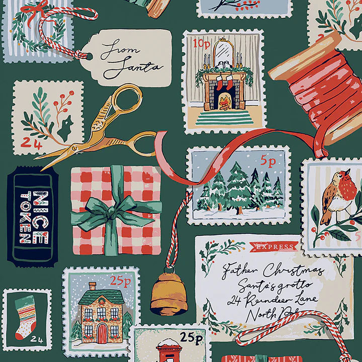 Letters to Santa Tea Towel Green