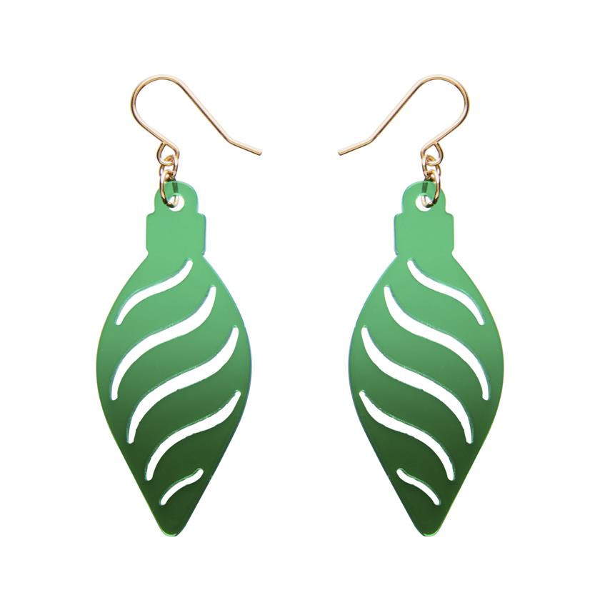 Long Bauble Drop Earrings Green