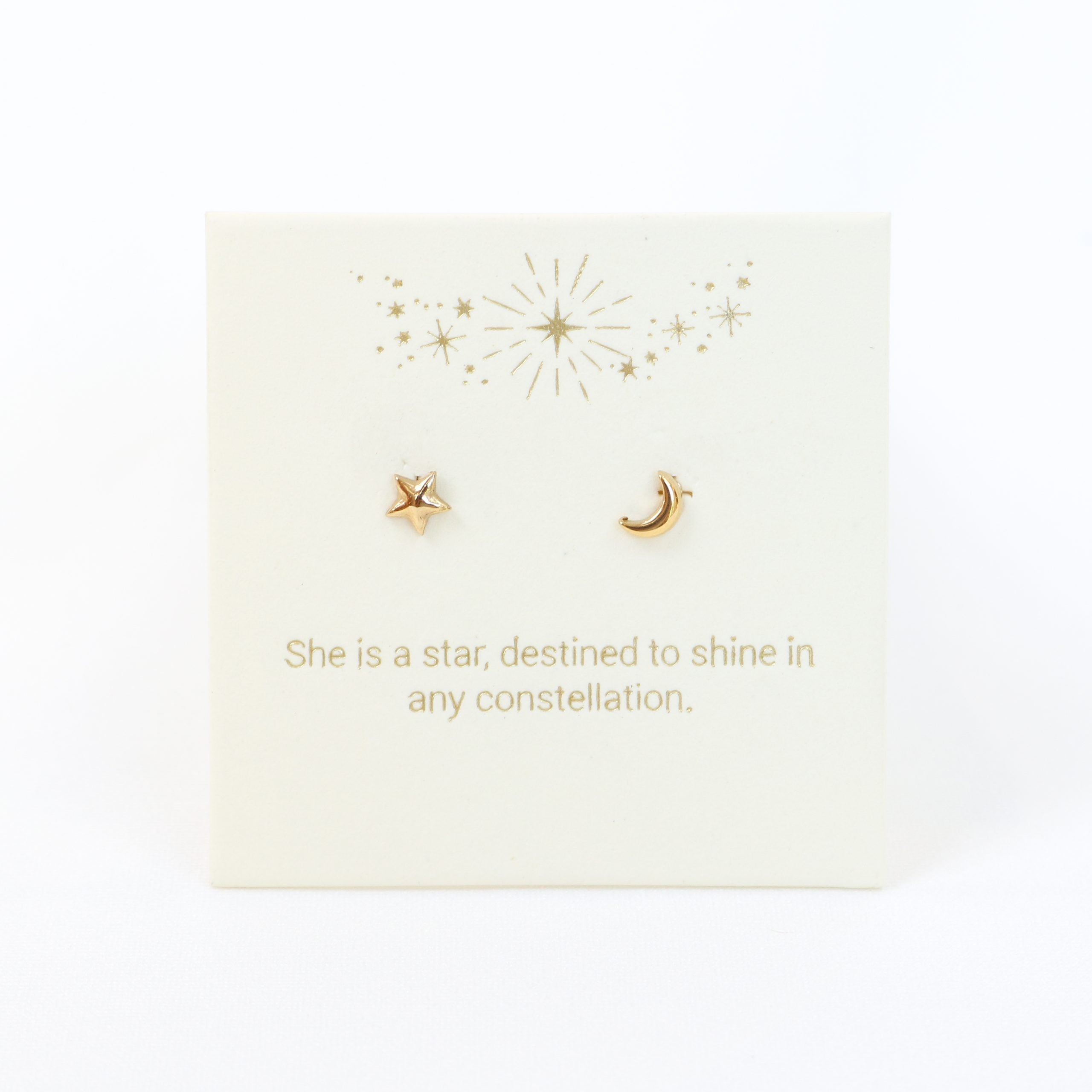 Moon & Star Earrings Gold