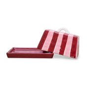 Burgundy & Pink Stripe Butter Dish