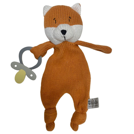 Eco Knitted Fox Baby Comforter with Dummy Holder