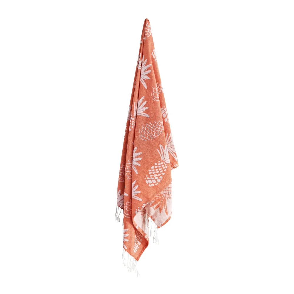 Pineapple Turkish Towel Tangerine & White