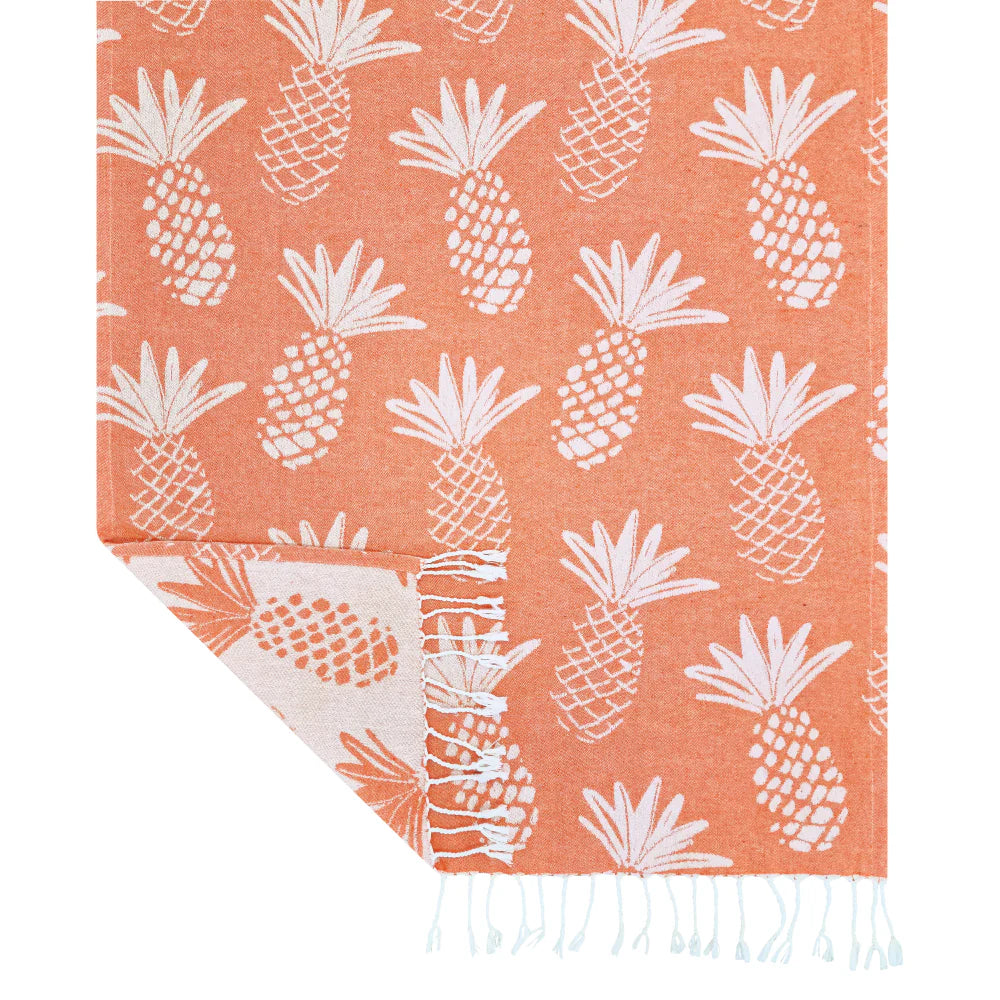 Pineapple Turkish Towel Tangerine & White