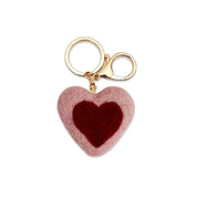 Felt Heart Keychain Charm Pink