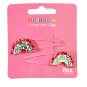 Rainbow Glitter Hair Clips