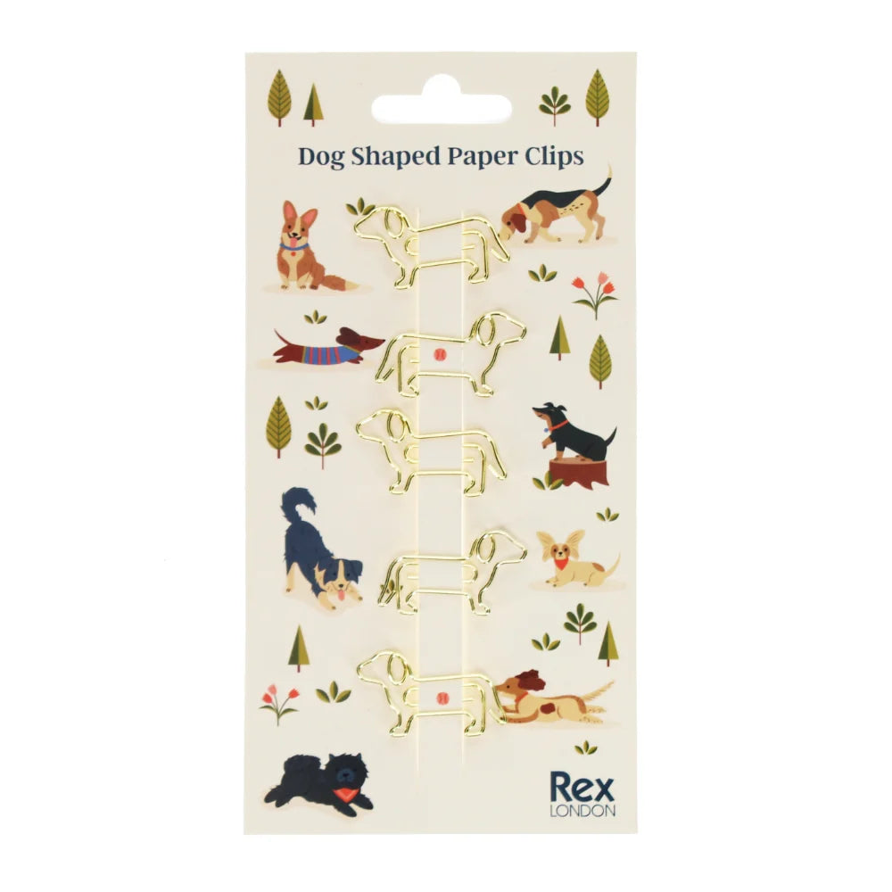 Set of 5 Shaped Paper Clips Dog Park