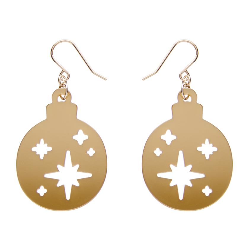 Round Bauble Drop Earrings Gold