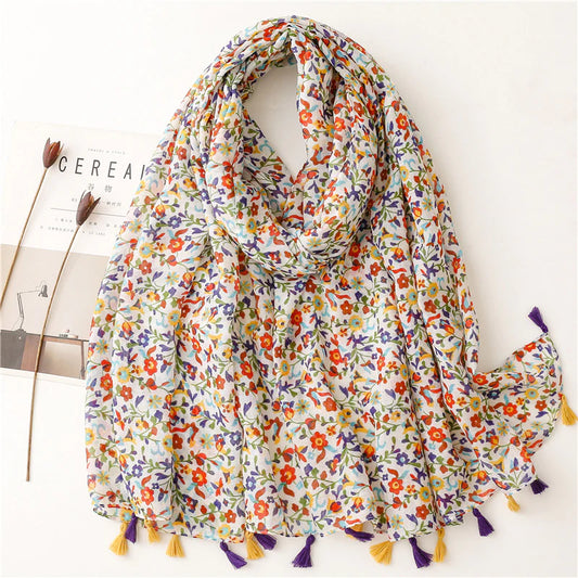 Navy Small Flower Print Scarf