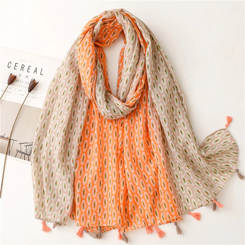 Peach & Cream Print Scarf