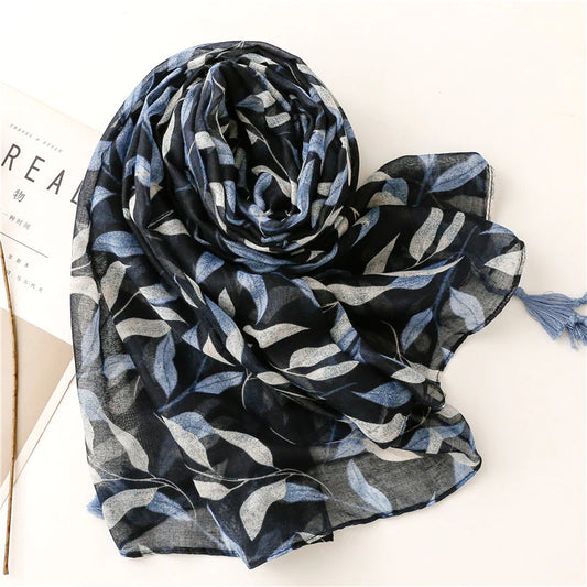 Navy & White Pattern Scarf