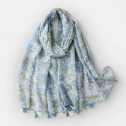 Ditsy Blue, White & Yellow Flower Scarf