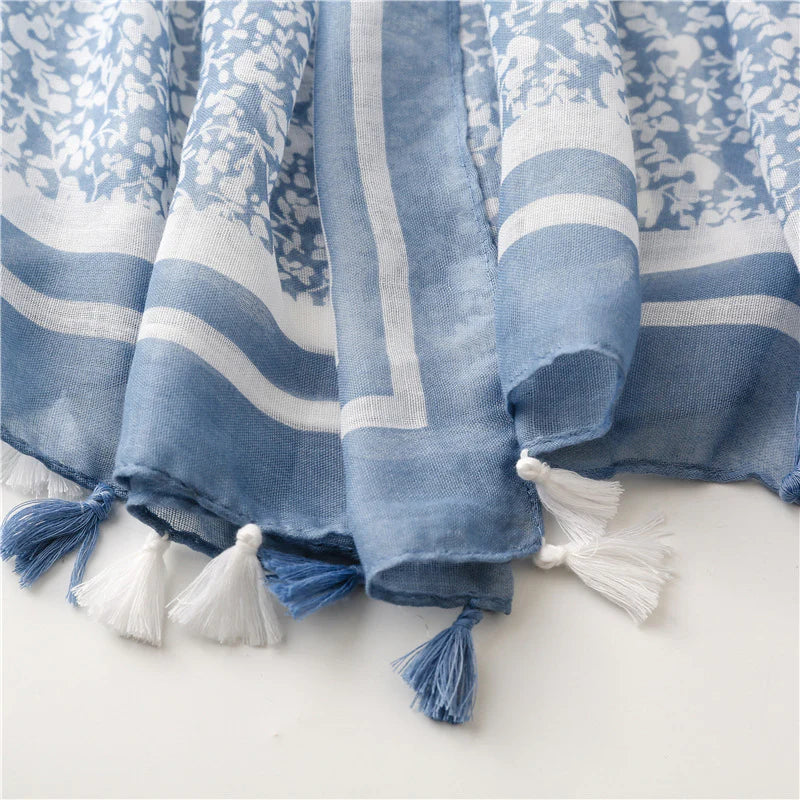 Pale Blue Print Scarf