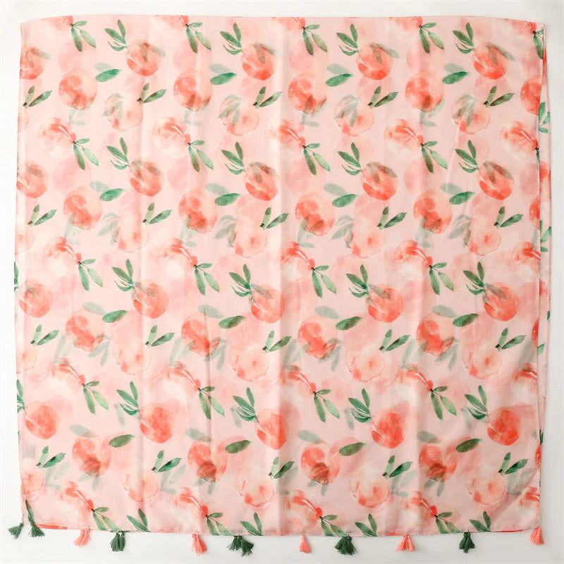 Peach Floral Printed Scarf