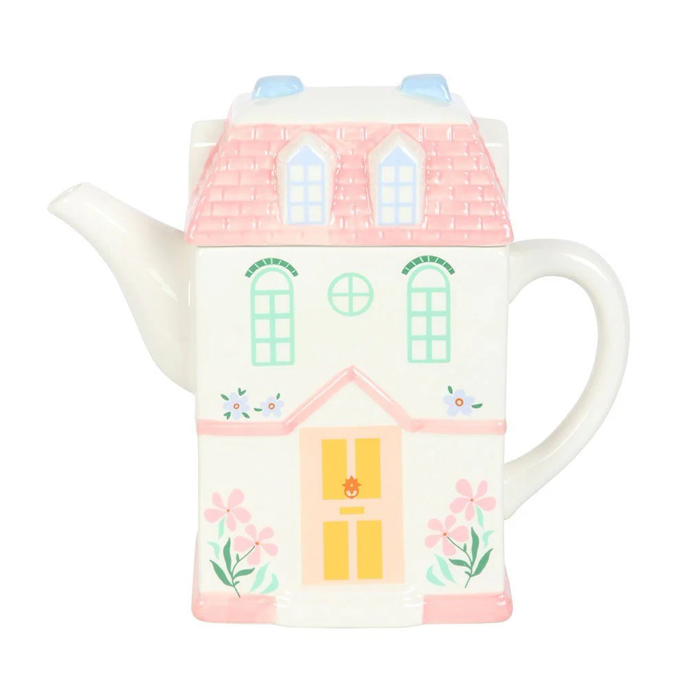 Pastel House Ceramic Tea Pot