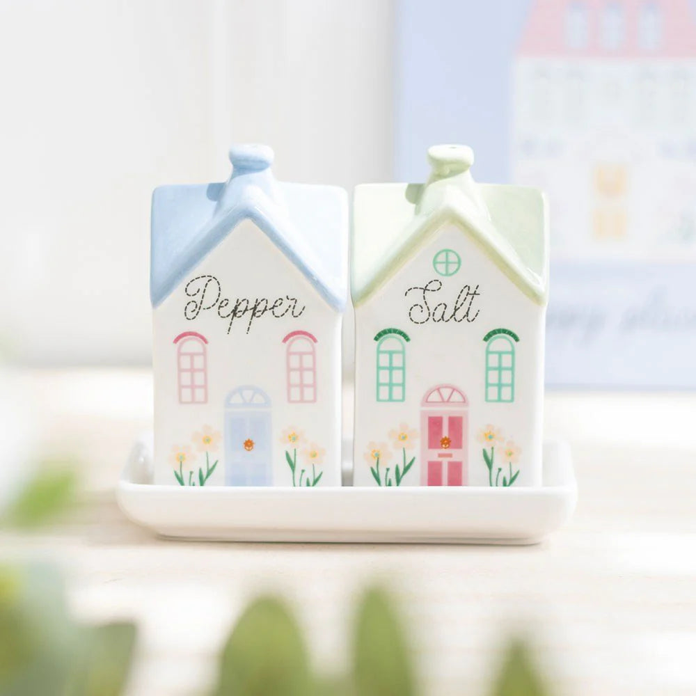 Pastel House Ceramic Salt & Pepper Shakers