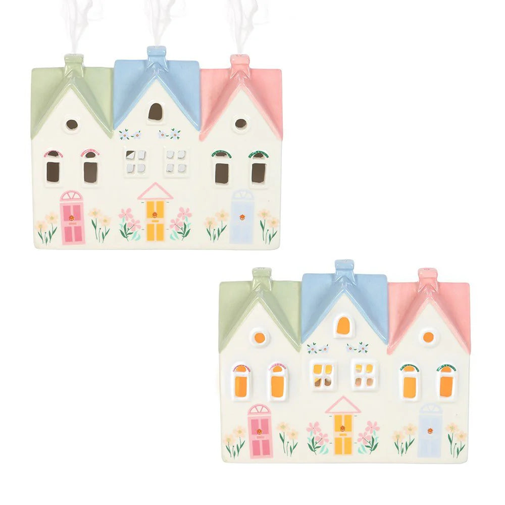 Pastel House Ceramic Incense Cone Burner & Tealight Holder