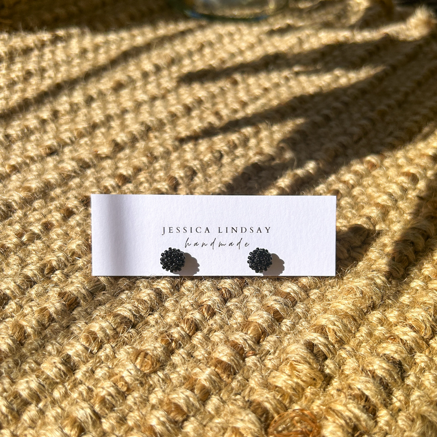 Mini Beaded Stud Earrings Black