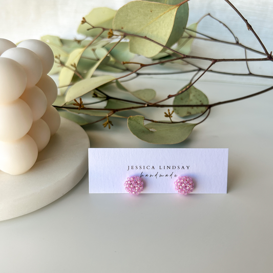 Beaded Stud Earrings Pink