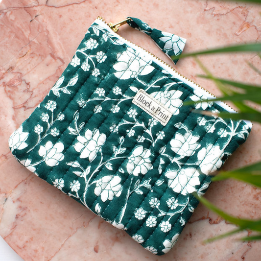 Mini Flat Pouch Green Daisy