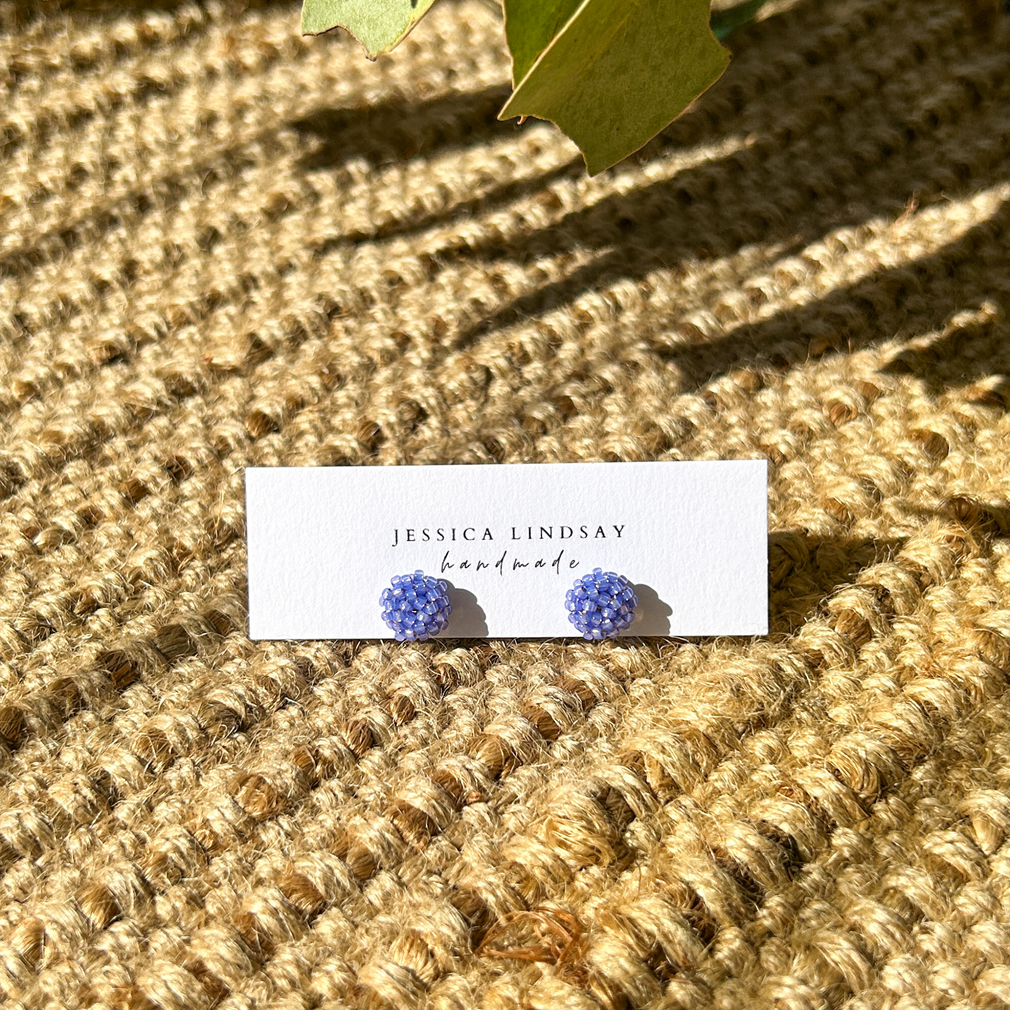 Beaded Stud Earrings Lilac