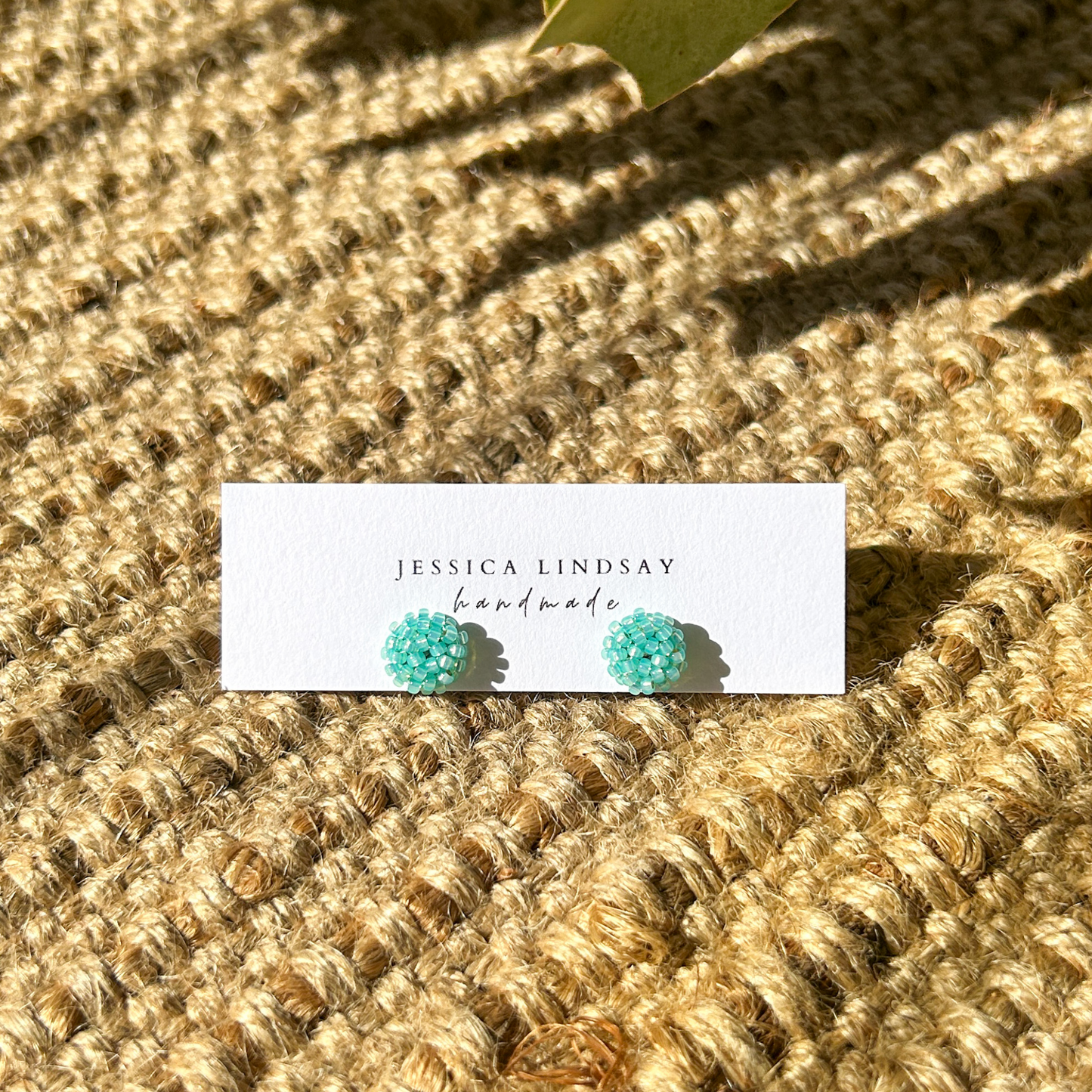 Beaded Stud Earrings Mint